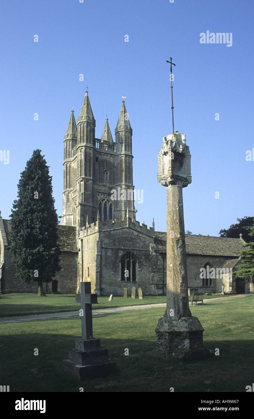 Market Cross and St. Sampson`s Church, Cricklade, Wiltshire, England